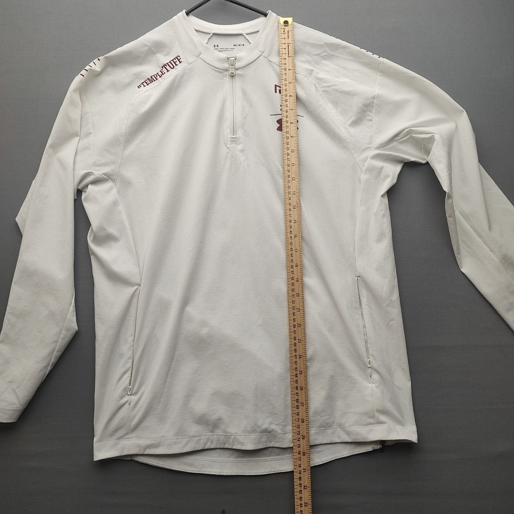 Temple Owl Under Armor Men's‎ Pullover White 1/4 Zip Long Sleeve Size Medium - Picture 10 of 16